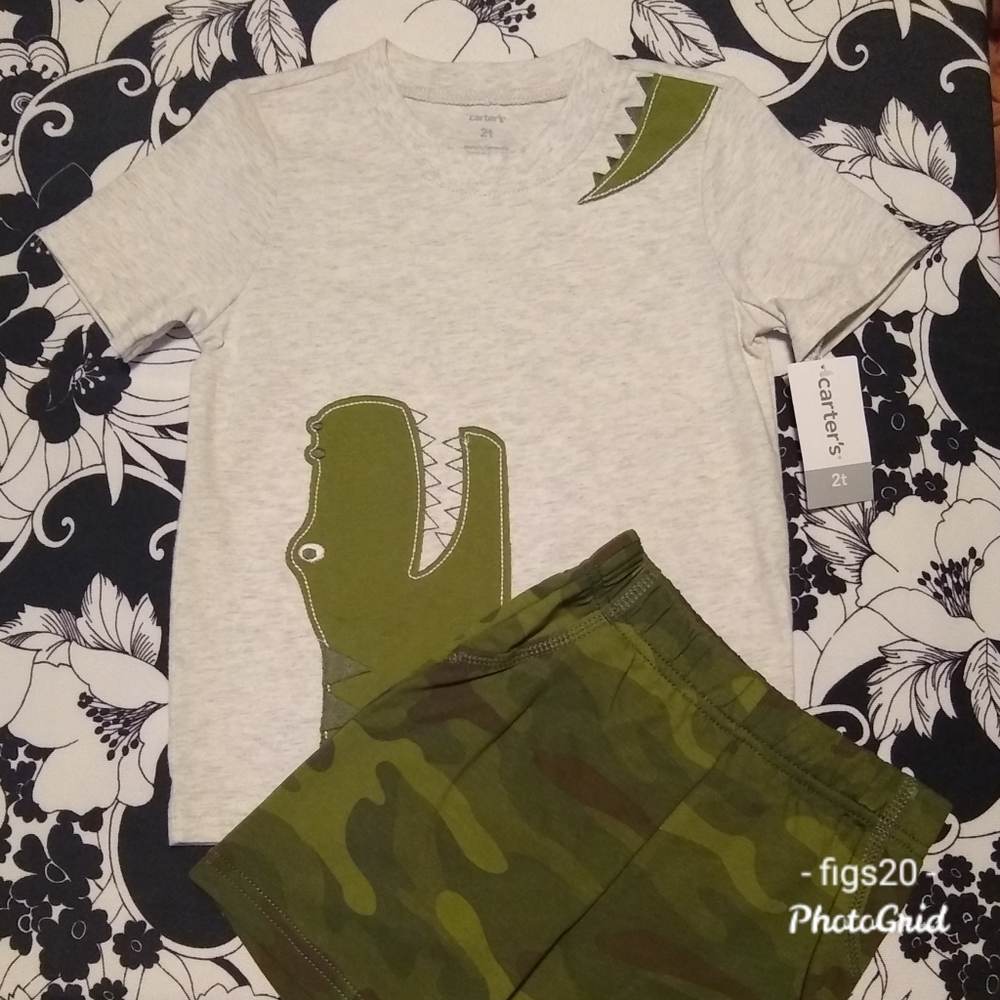NWT Carter's Dinosaur/Camo Outfit